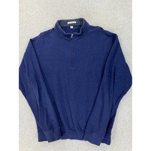 Peter Millar 100% Cotton‎ Quarter Zip Pullover Sweater (Men's Large) Blue